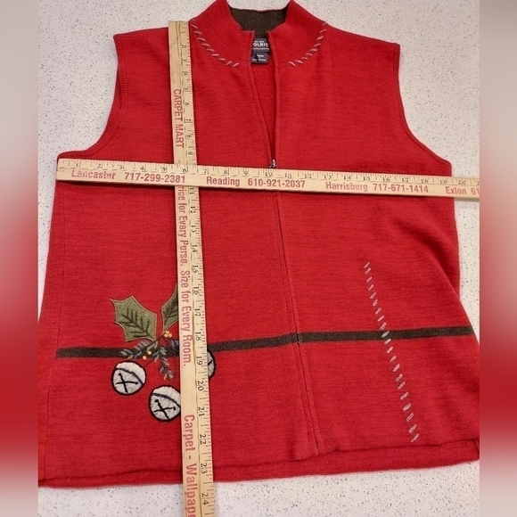 Vintage Woolrich Holiday Christmas Cardigan Sweater Vest Size Large Red Classic - Picture 6 of 12